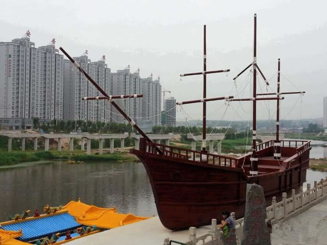 陕西“西北第一漂”丹江漂流20米海盗木船